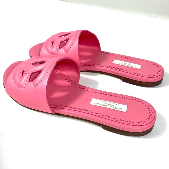 *SOLD* Dolce & Gabbana Bambino Girl's DG Cutout Leather Slide Sandals Pink 36 - Picture 14 of 17